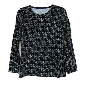 Talbots | The Talbots Tee Long Sleeve Black Yellow Dot Womens L PETITE